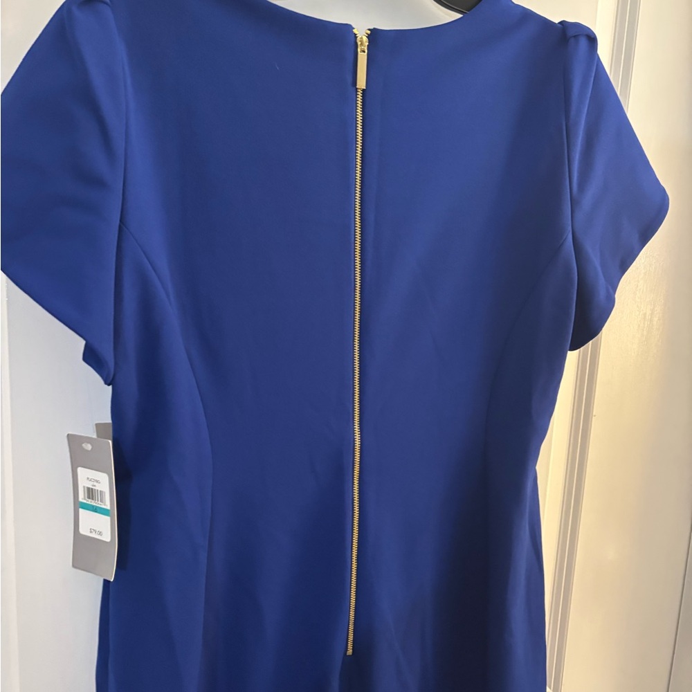 Royal Blue Sheath Dress with Puff Tulup Sleeves Sz 16 NWT - Picture 6 of 10